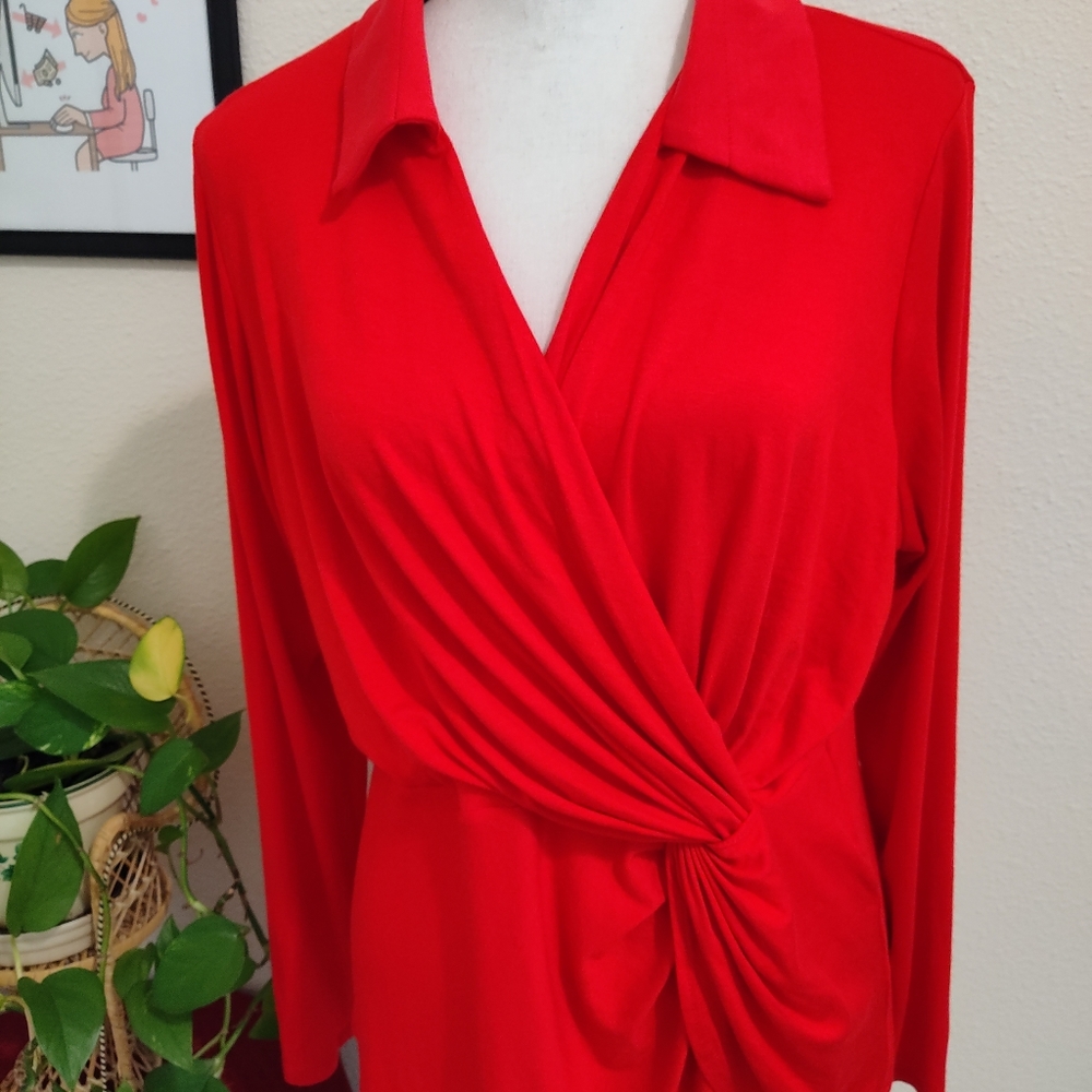 Boston Proper Collared Wrap Front Top Size Large